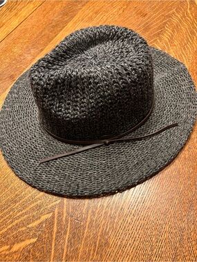 CC Boutique Dark Gray Knit Wide-Brim Fedora Hat